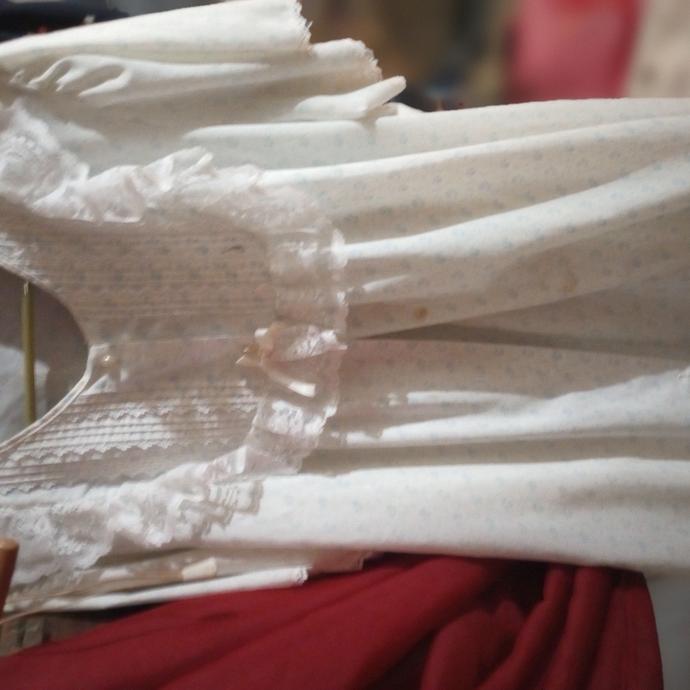 Vintage White Lace Trim Nightgown And Duster